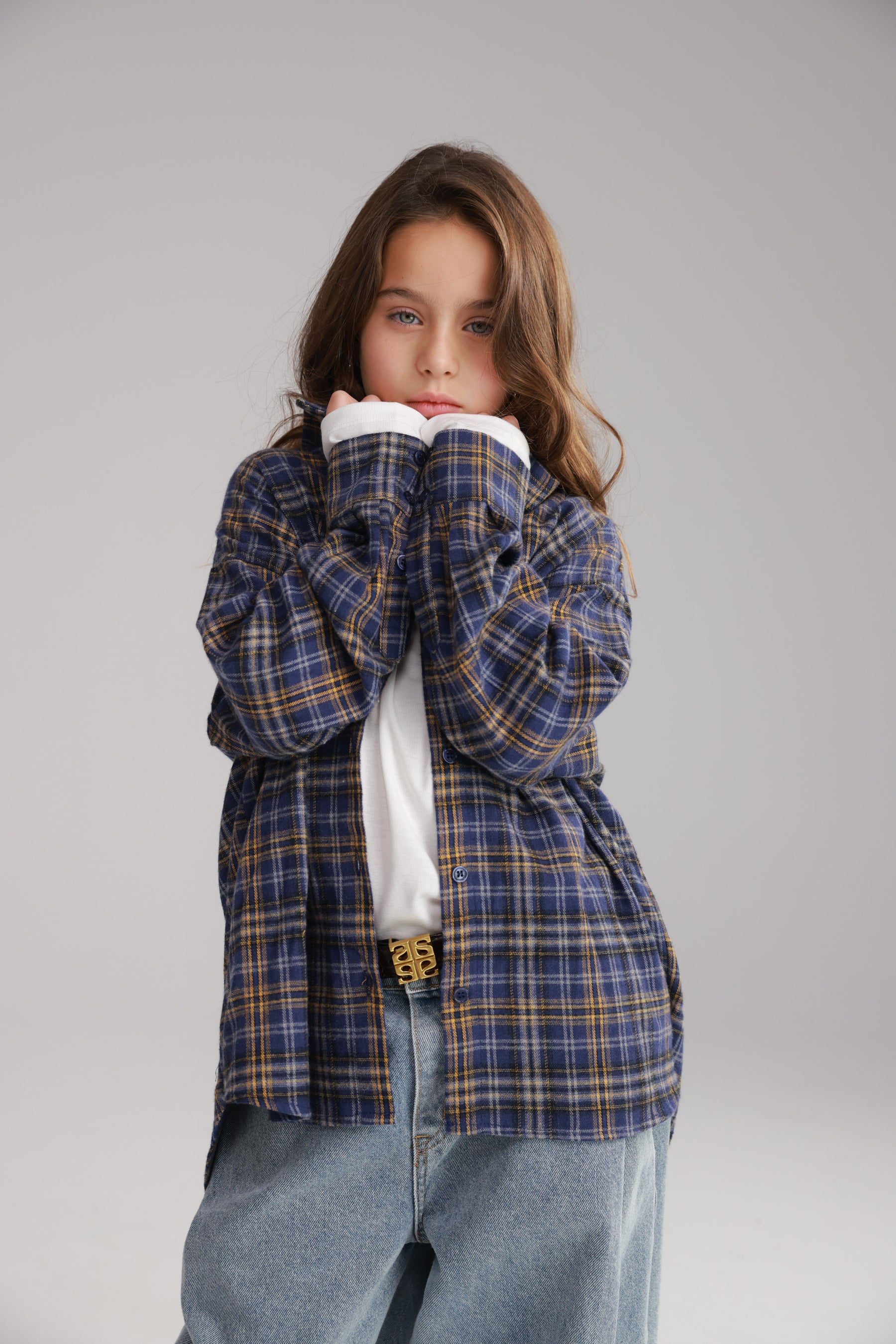 חולצת איב מכופתרת נייבי