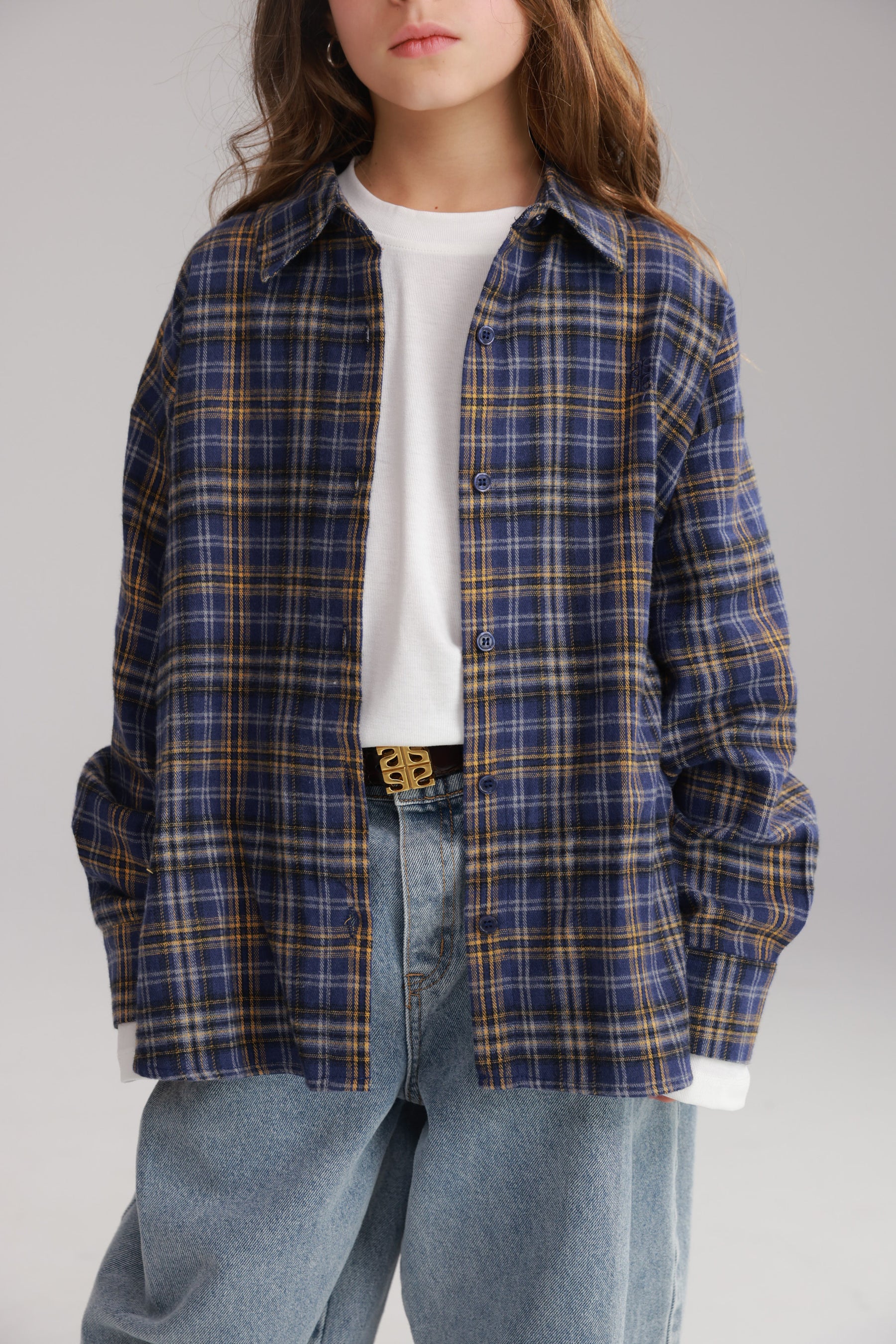 חולצת איב מכופתרת נייבי