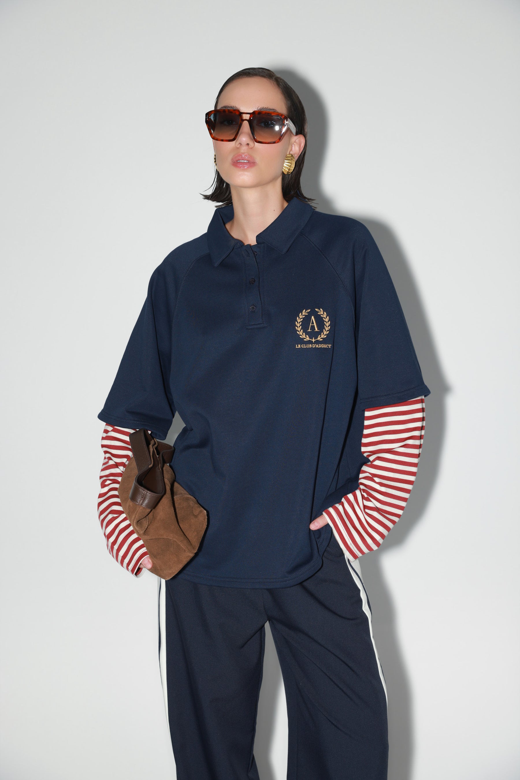 חולצת מריו נייבי/בורדו