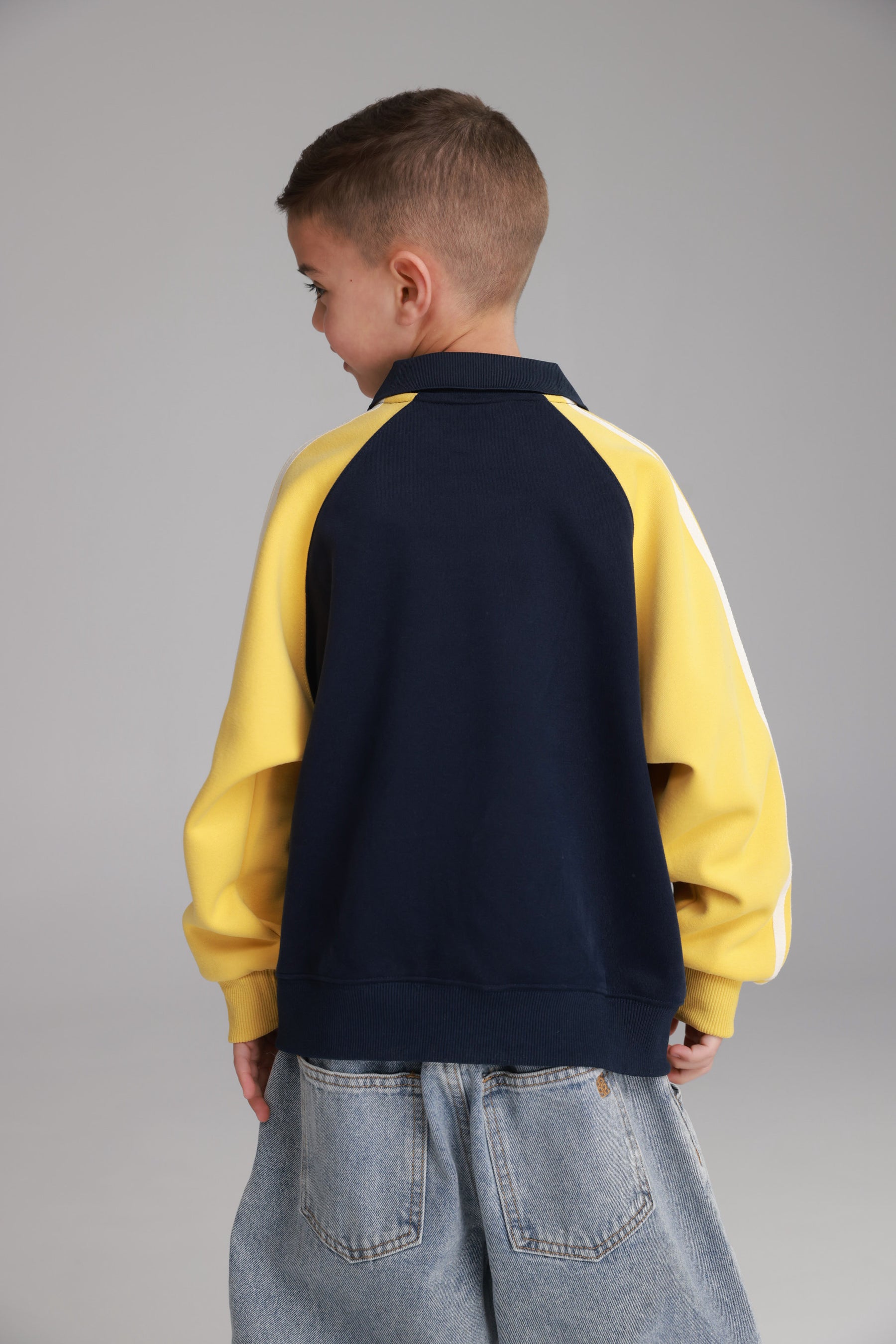 סוויטשירט מילה נייבי/צהוב