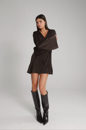 שמלת אניה חום כהה