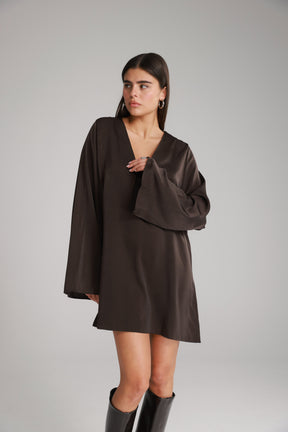 שמלת אניה חום כהה