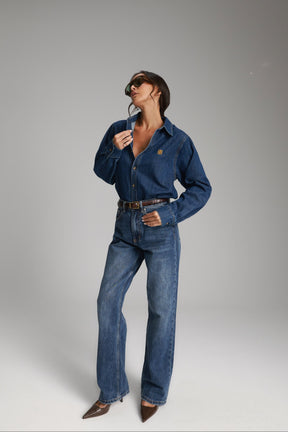 חולצת ג'ינס דיקסי כחול כהה