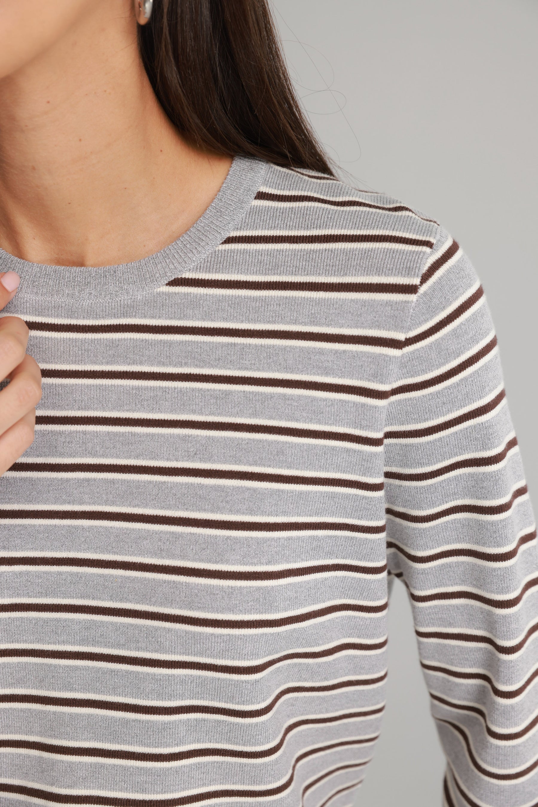 חולצת אוליבר פסים אפור/חום