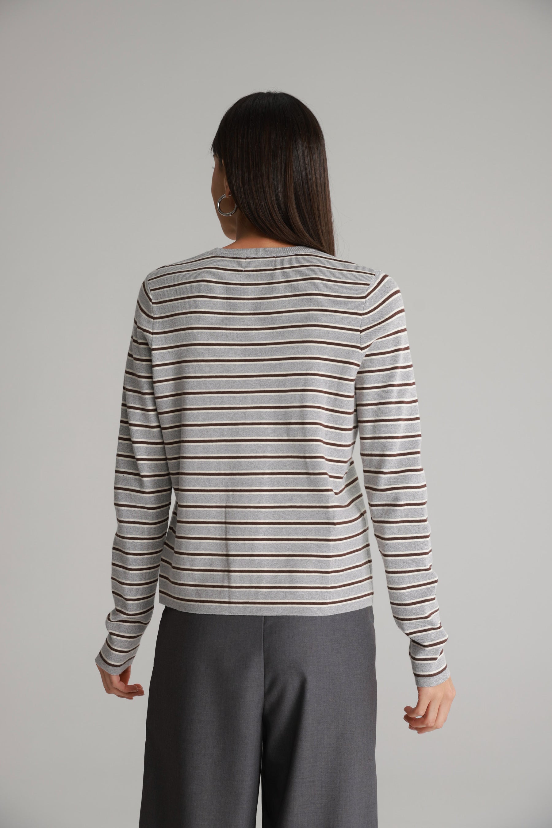 חולצת אוליבר פסים אפור/חום
