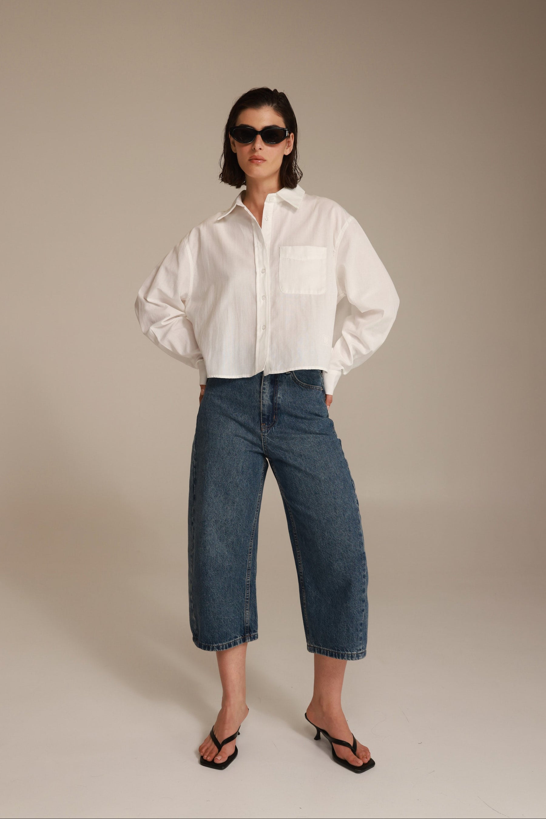 חולצת סילבר מכופתרת לבנה