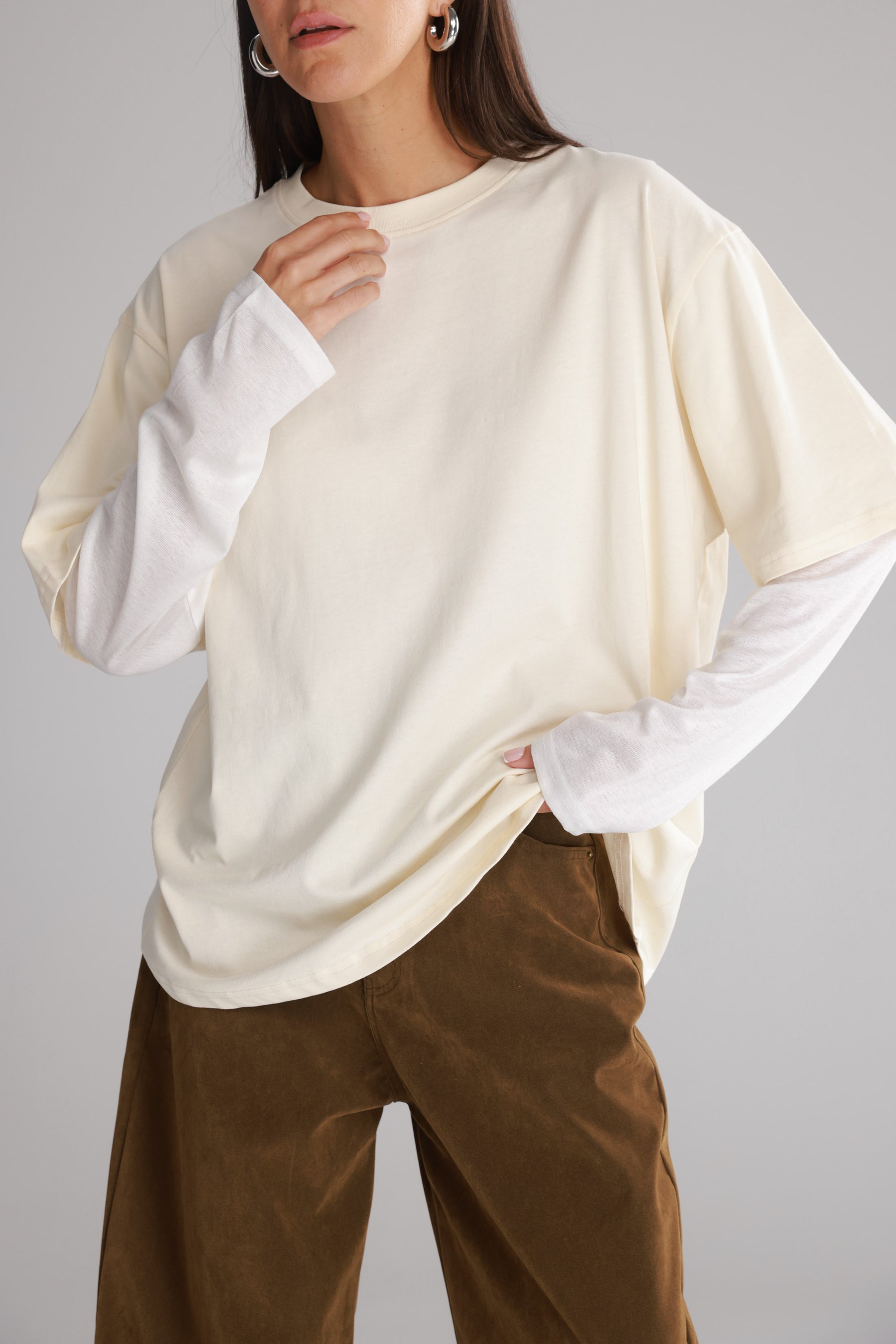 חולצת ג'נר שמנת