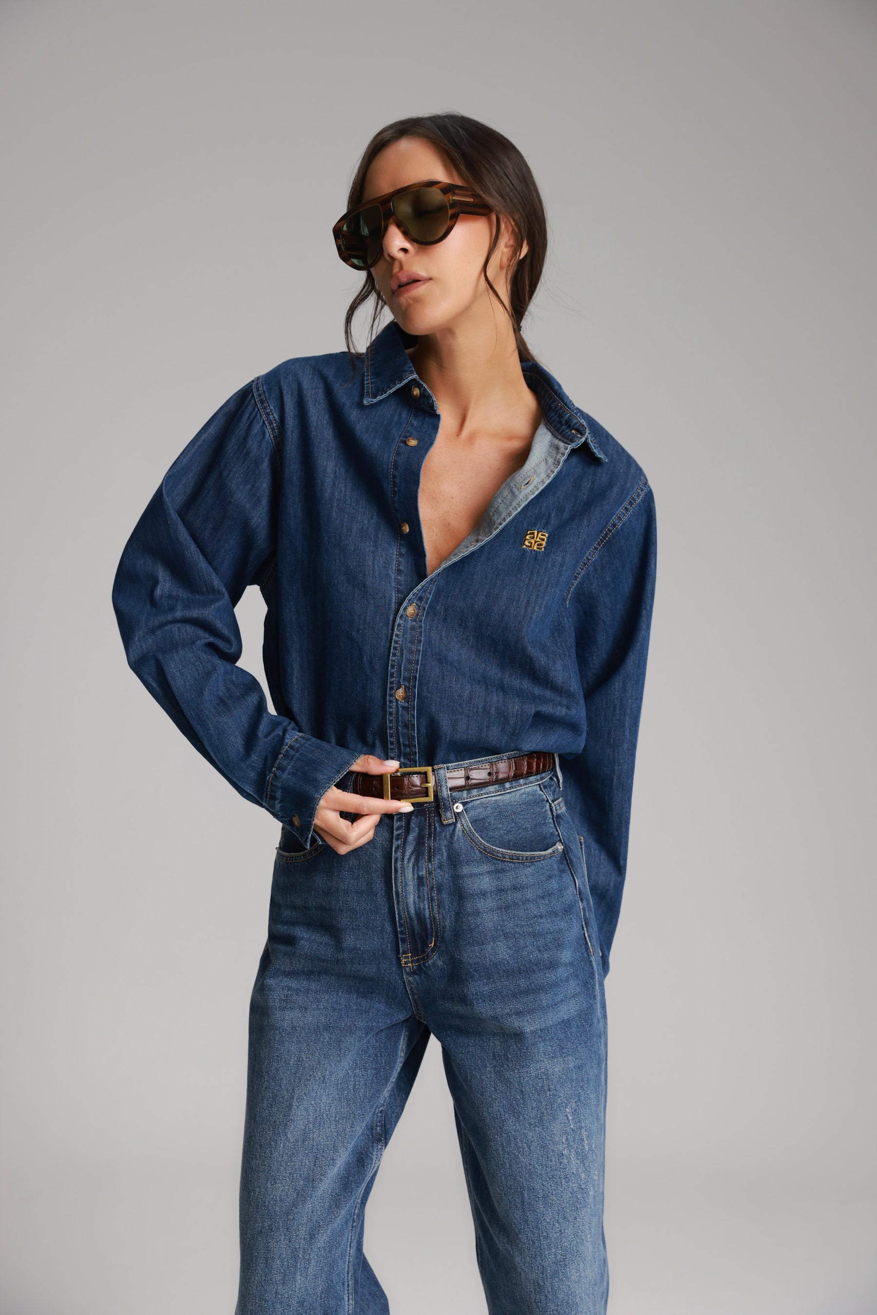 חולצת ג'ינס דיקסי כחול כהה