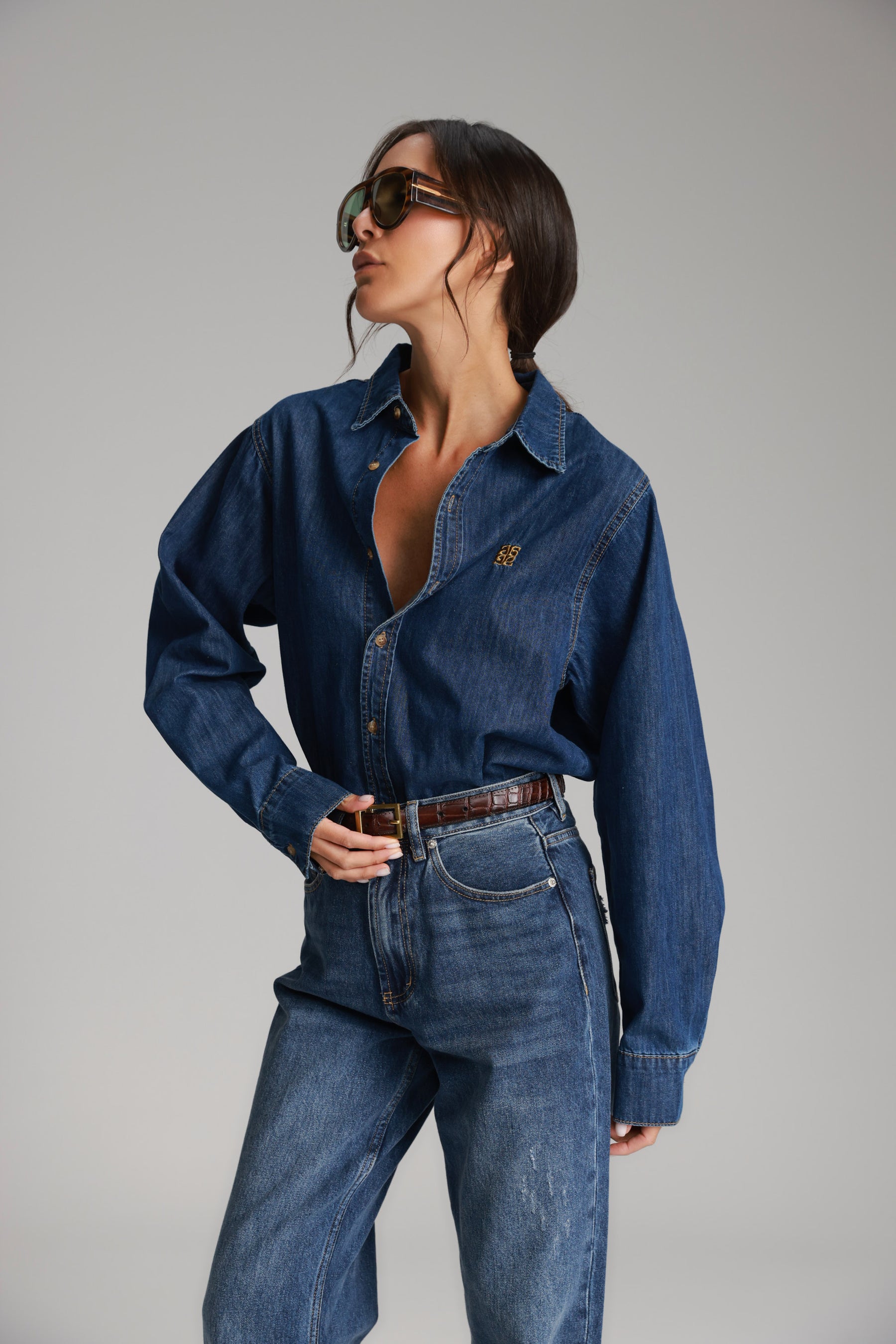 חולצת ג'ינס דיקסי כחול כהה