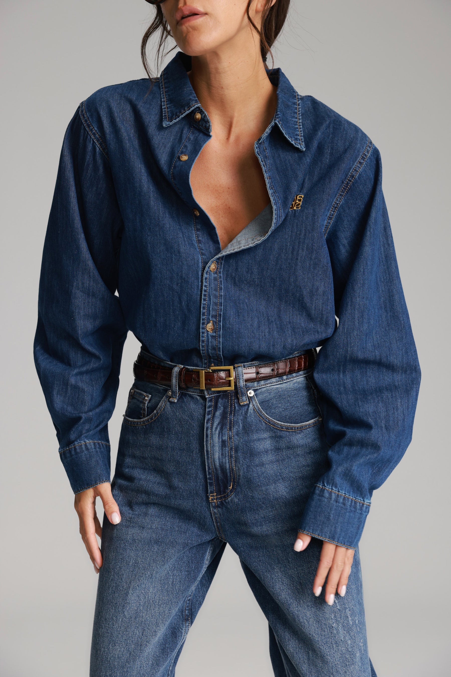 חולצת ג'ינס דיקסי כחול כהה