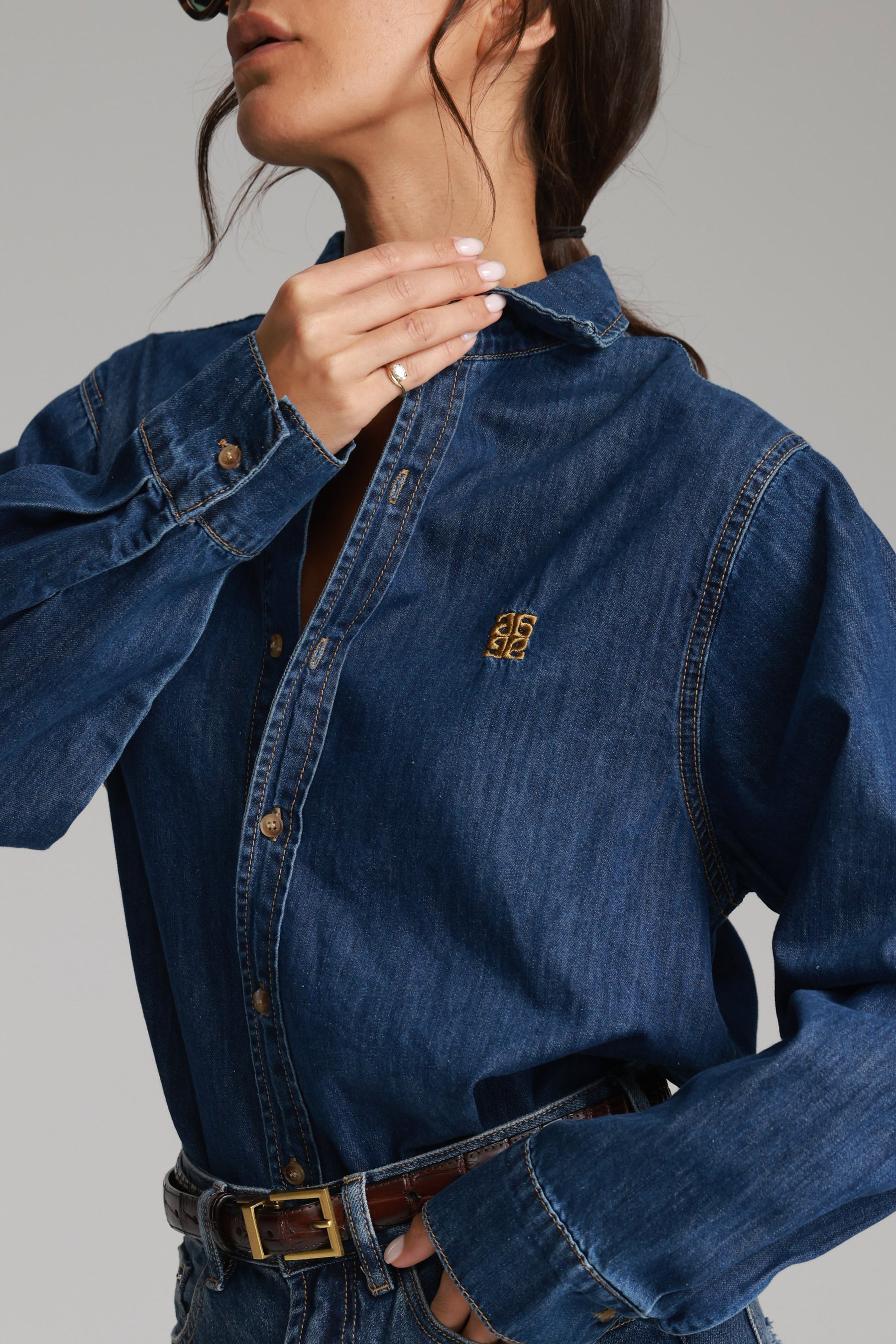 חולצת ג'ינס דיקסי כחול כהה