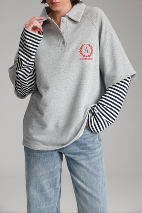 חולצת מריו אפור בהיר/נייבי