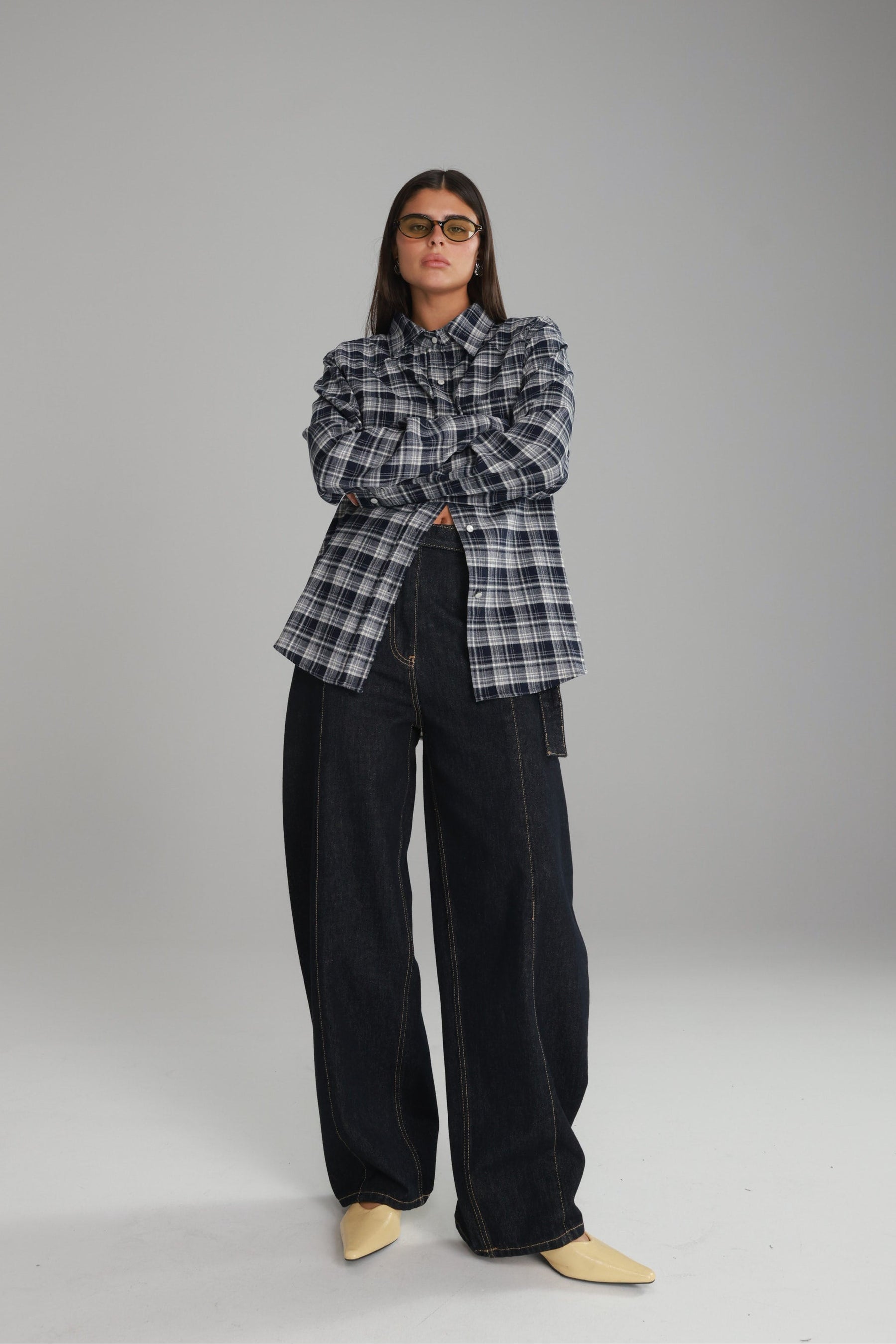 חולצת ריינה מכופתרת נייבי