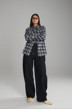 חולצת ריינה מכופתרת נייבי