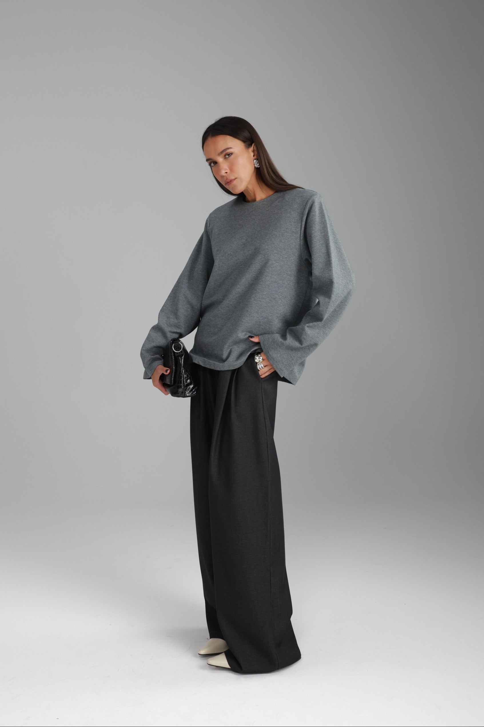 מכנסי מייזי אפור כהה