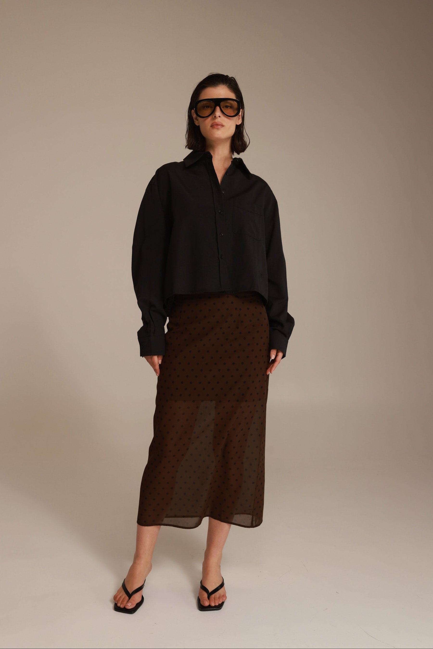 חולצת סילבר מכופתרת שחורה