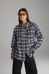 חולצת ריינה מכופתרת נייבי