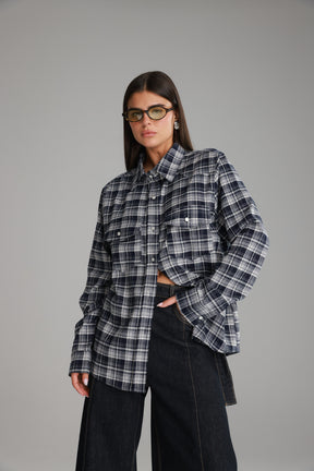 חולצת ריינה מכופתרת נייבי