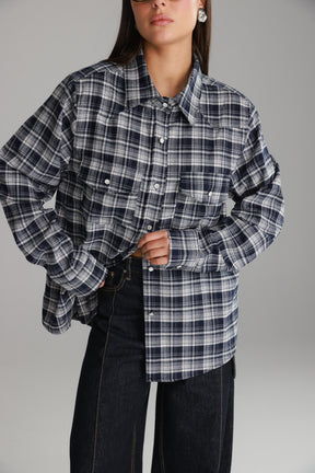 חולצת ריינה מכופתרת נייבי