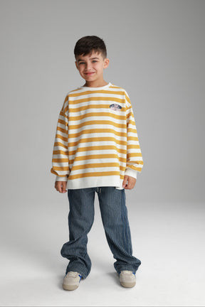 סוויטשירט נילסון פסים צהוב/לבן