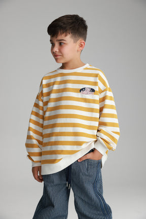 סוויטשירט נילסון פסים צהוב/לבן