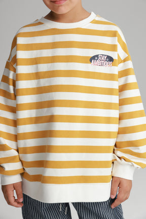 סוויטשירט נילסון פסים צהוב/לבן