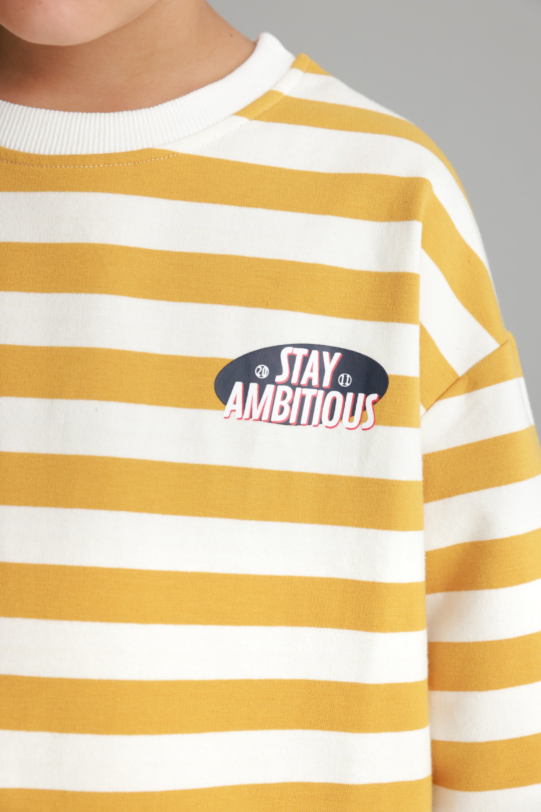 סוויטשירט נילסון פסים צהוב/לבן