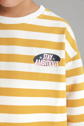 סוויטשירט נילסון פסים צהוב/לבן