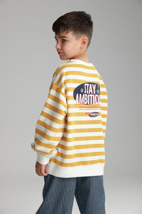 סוויטשירט נילסון פסים צהוב/לבן