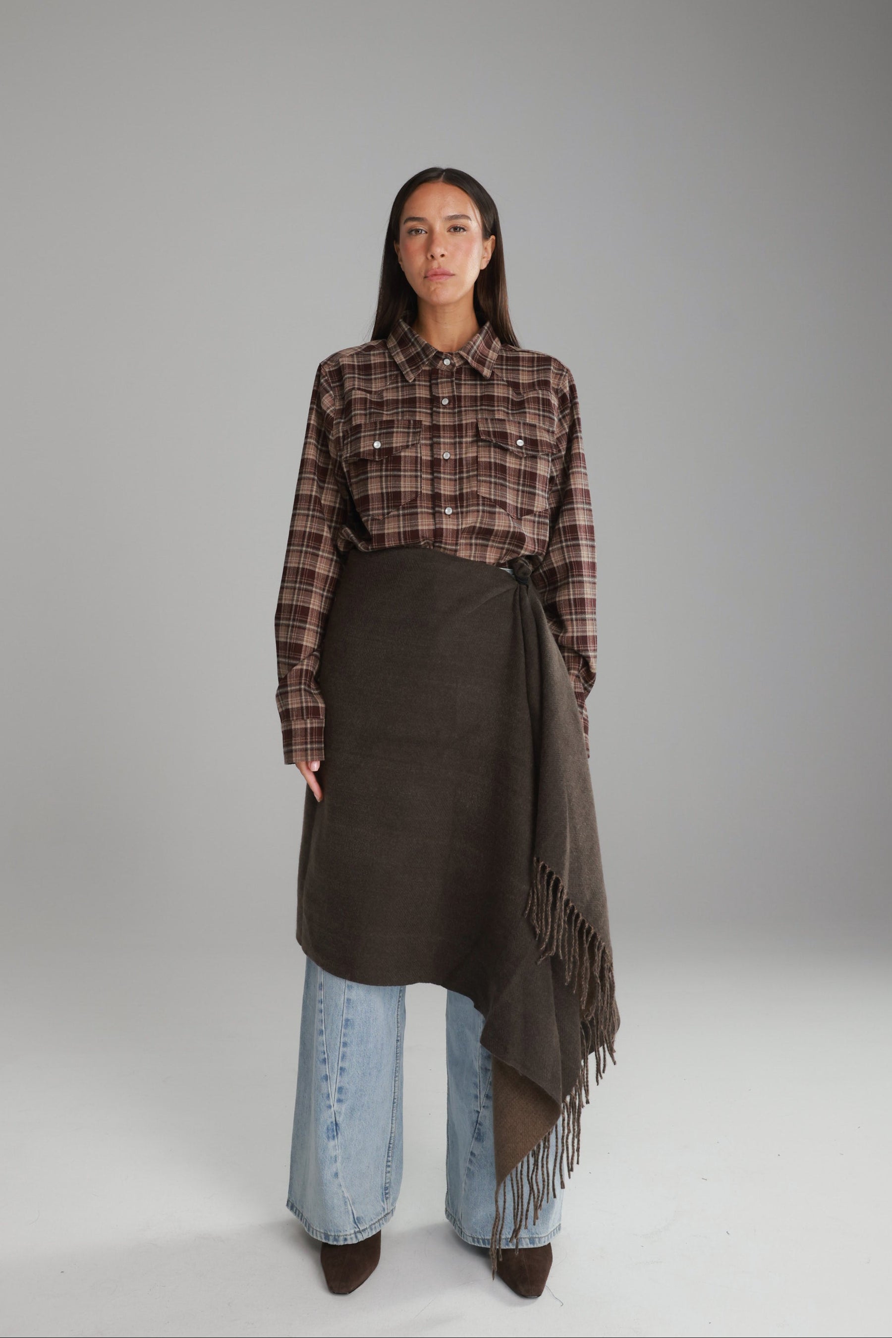 חולצת ריינה מכופתרת בורדו