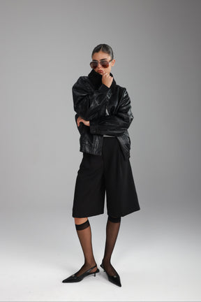 מעיל ברנדון דמוי עור שחור