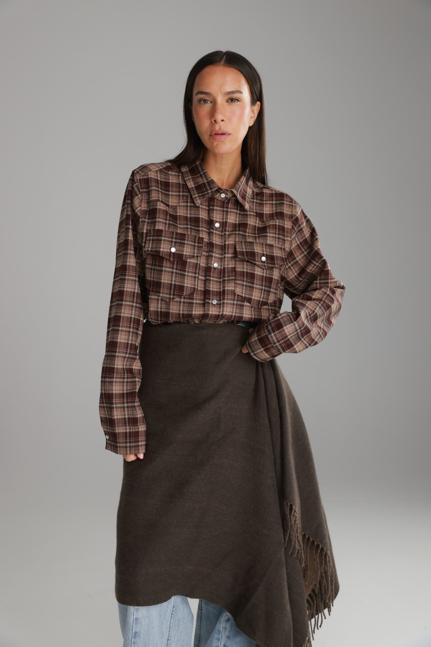 חולצת ריינה מכופתרת בורדו