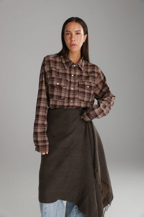 חולצת ריינה מכופתרת בורדו