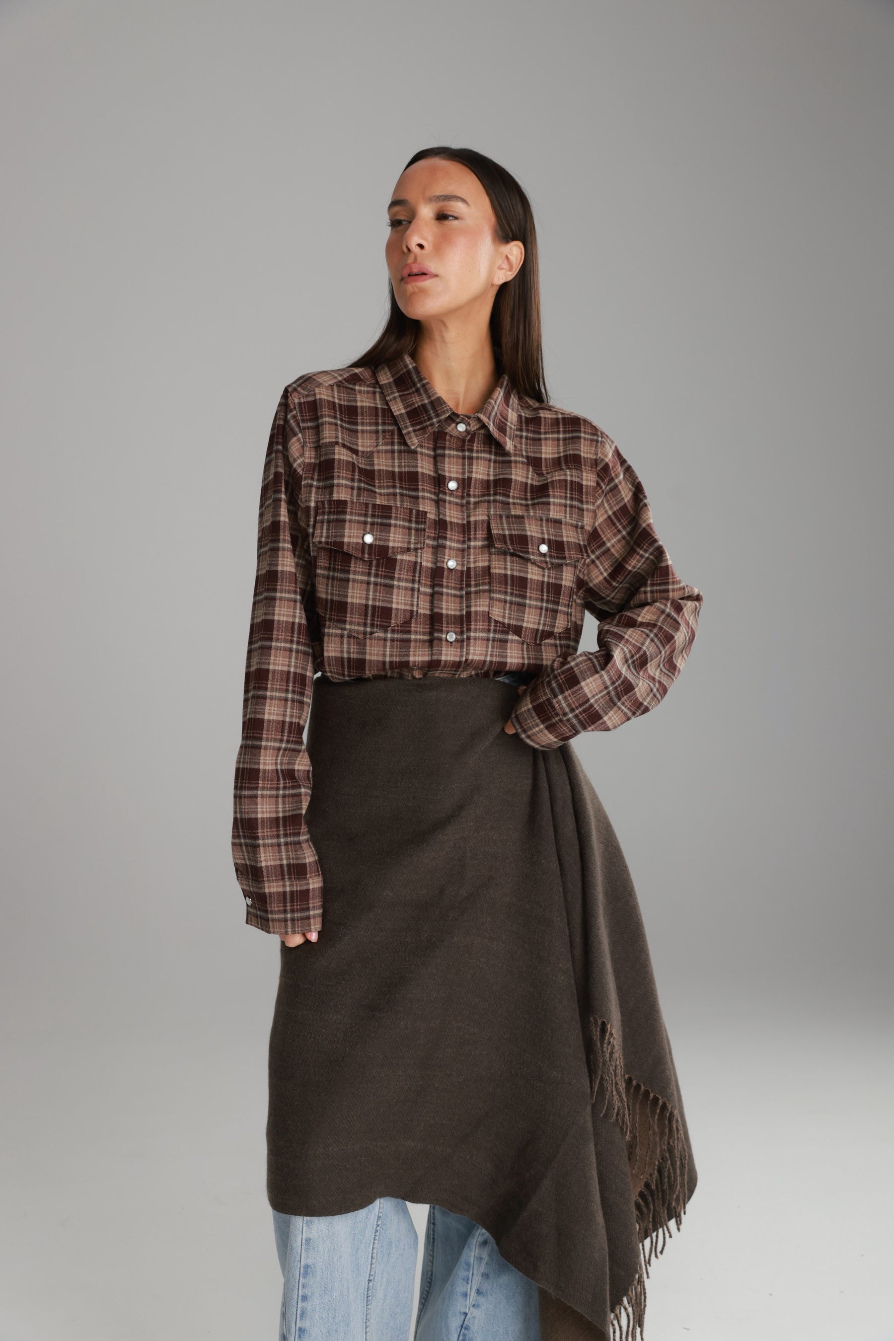 חולצת ריינה מכופתרת בורדו