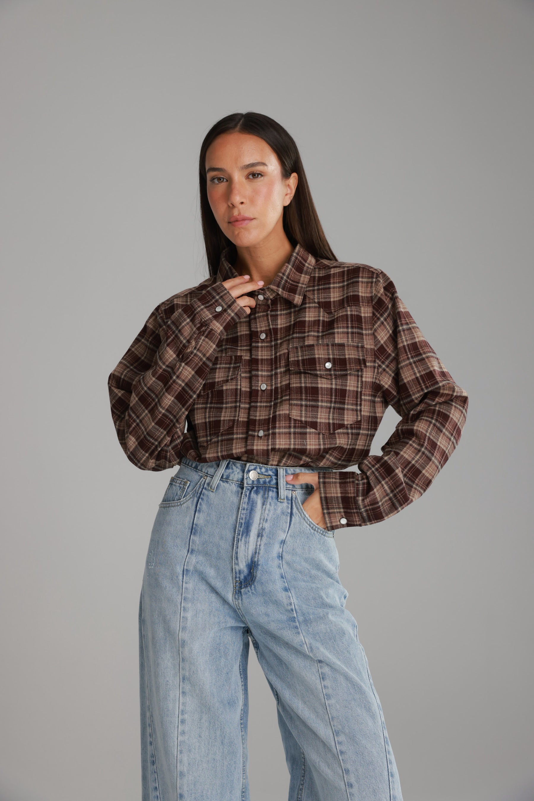 חולצת ריינה מכופתרת בורדו