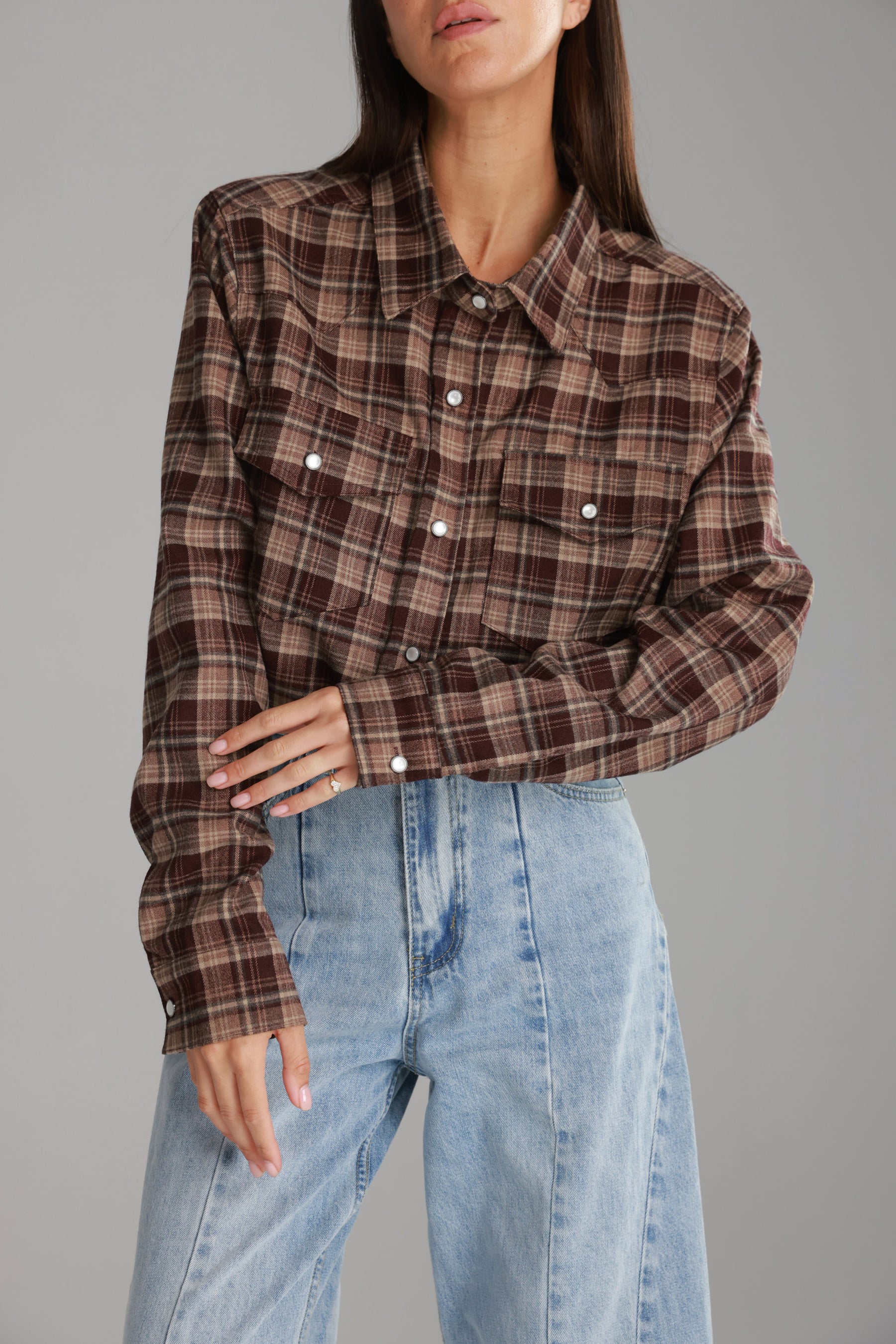 חולצת ריינה מכופתרת בורדו