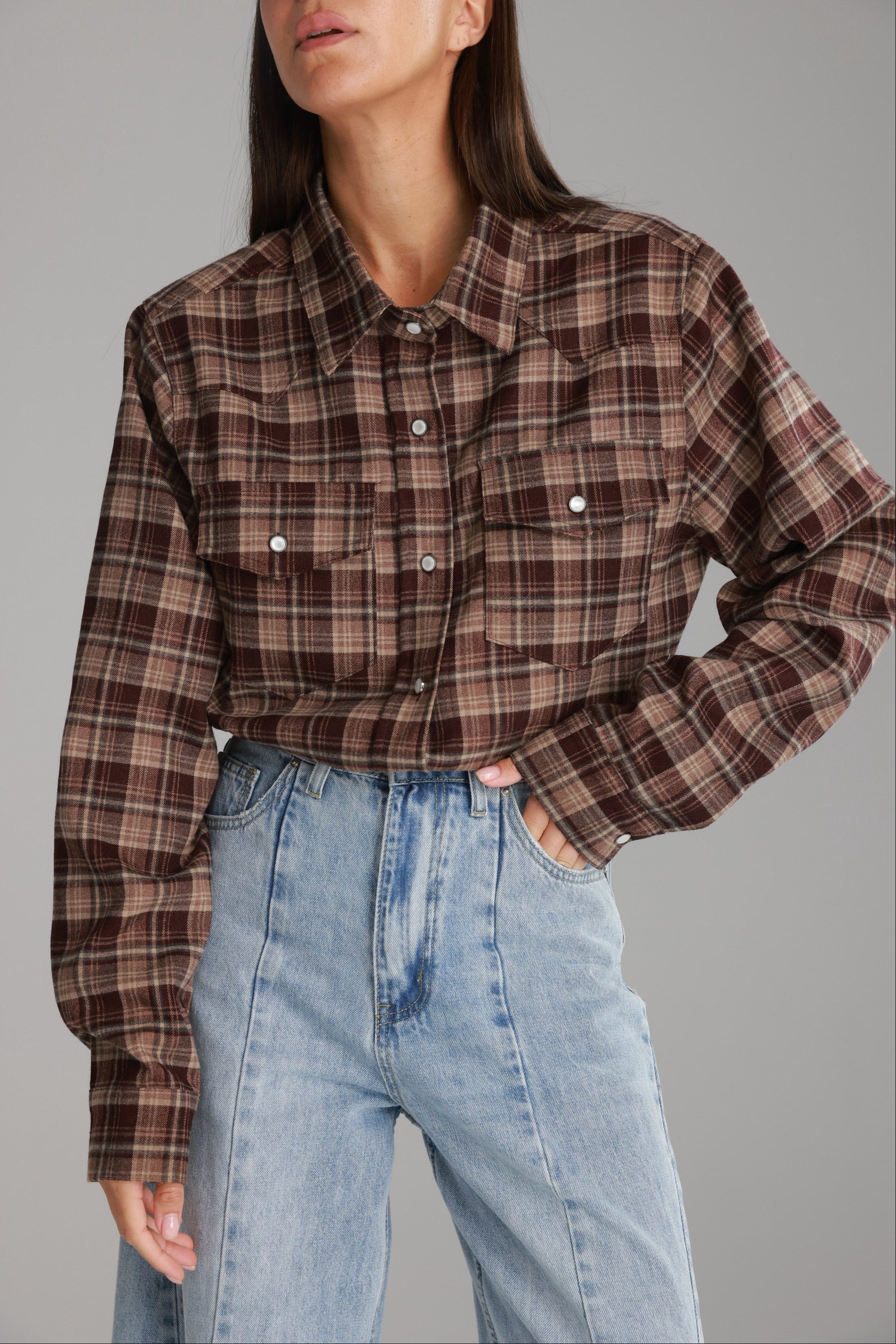 חולצת ריינה מכופתרת בורדו