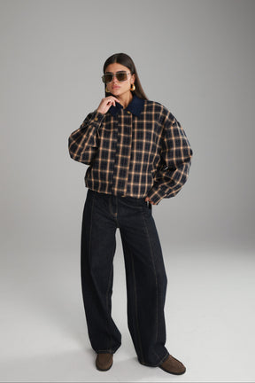 מעיל בומבר טוני משבצות נייבי