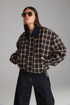 מעיל בומבר טוני משבצות נייבי