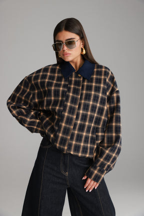 מעיל בומבר טוני משבצות נייבי