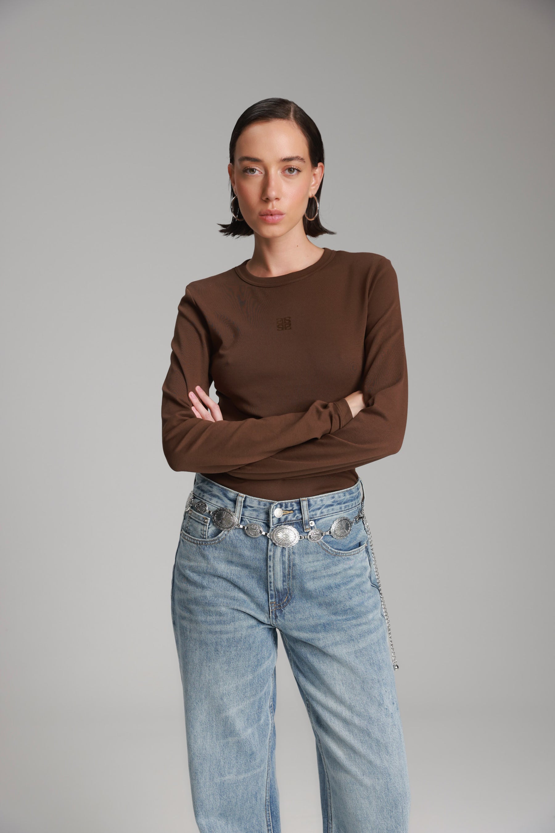 חולצת אולינה חום כהה