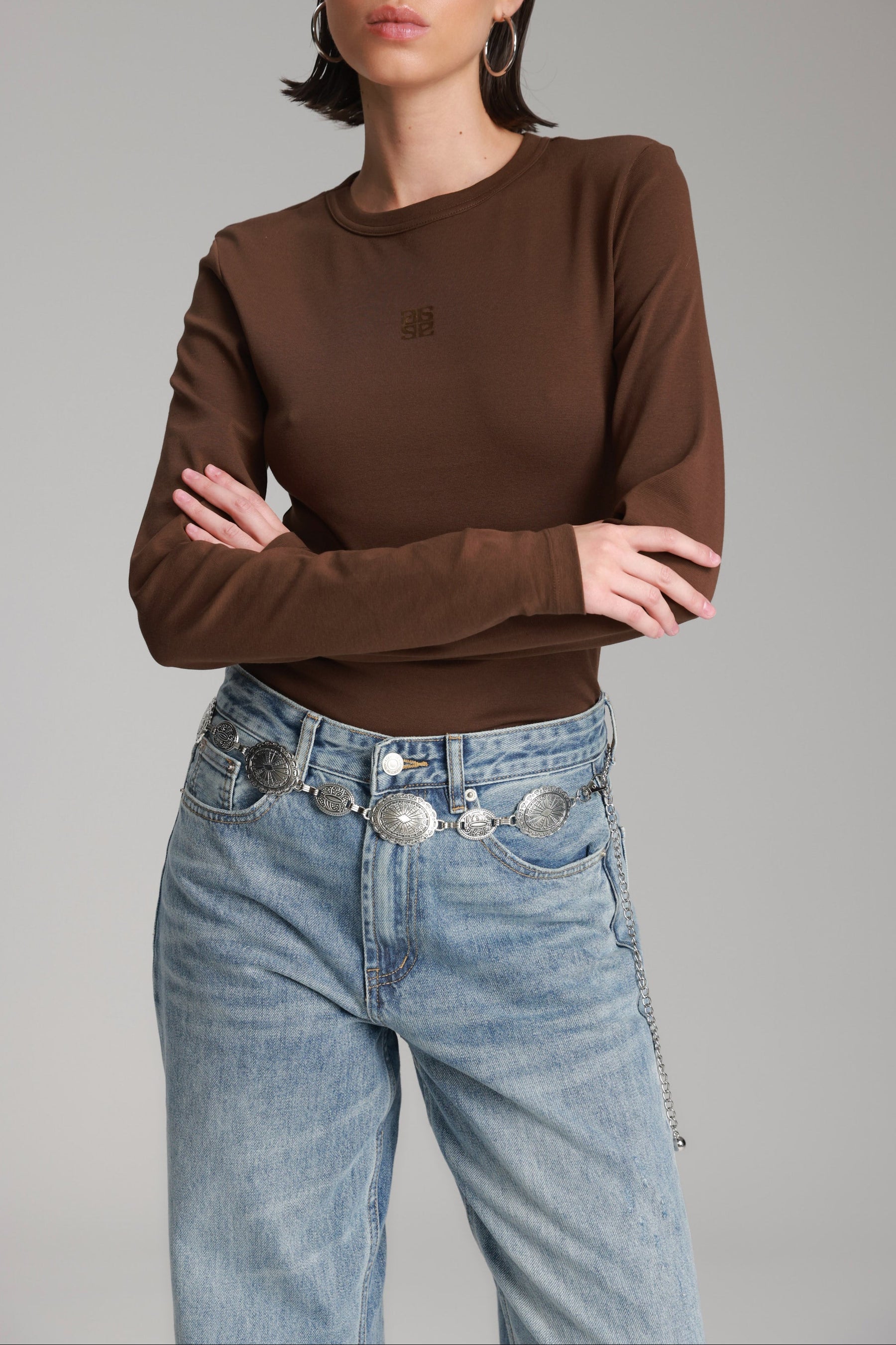 חולצת אולינה חום כהה