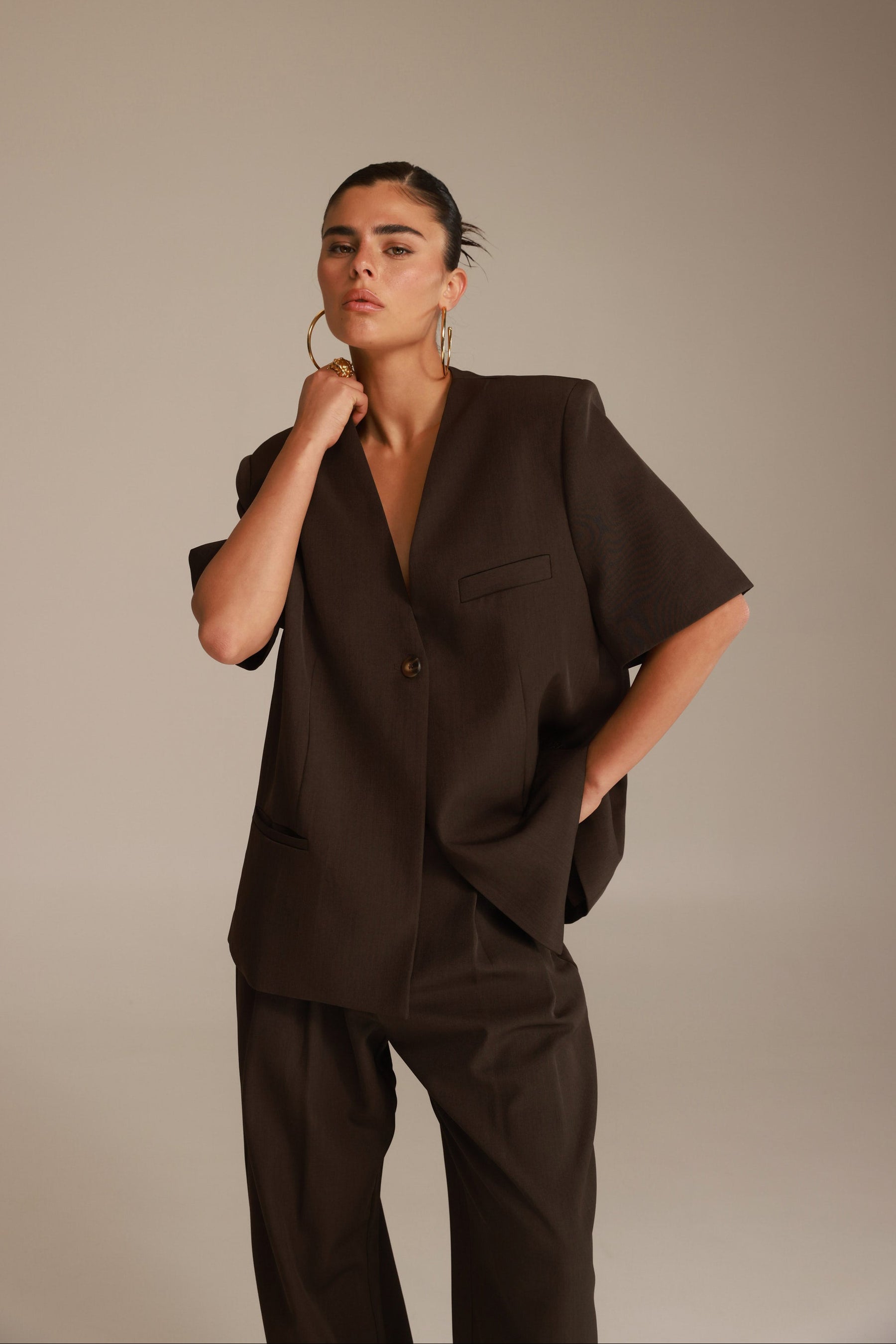 בלייזר אלכסנדרה חום כהה