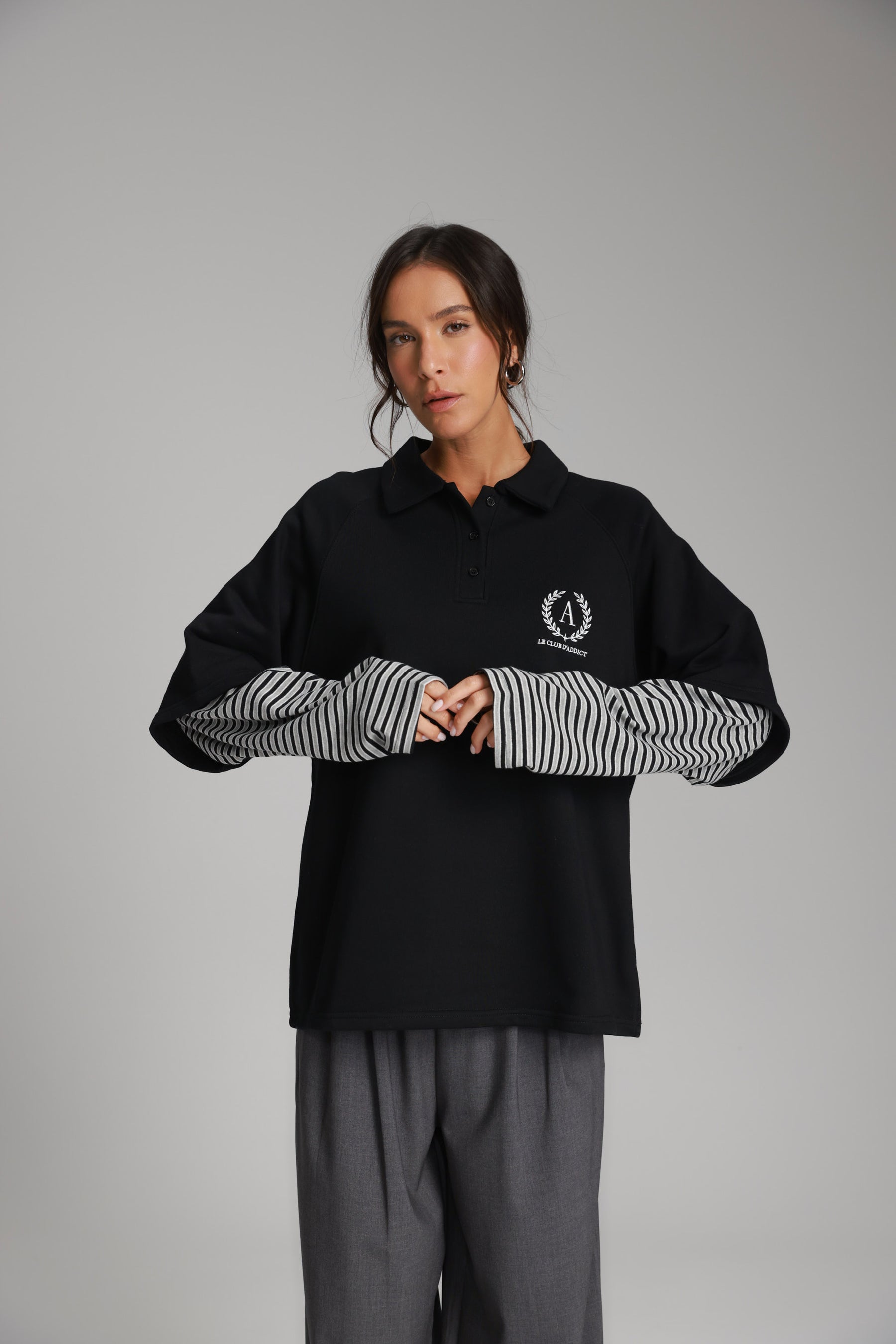 חולצת מריו שחור/אפור