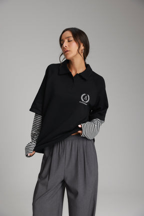 חולצת מריו שחור/אפור