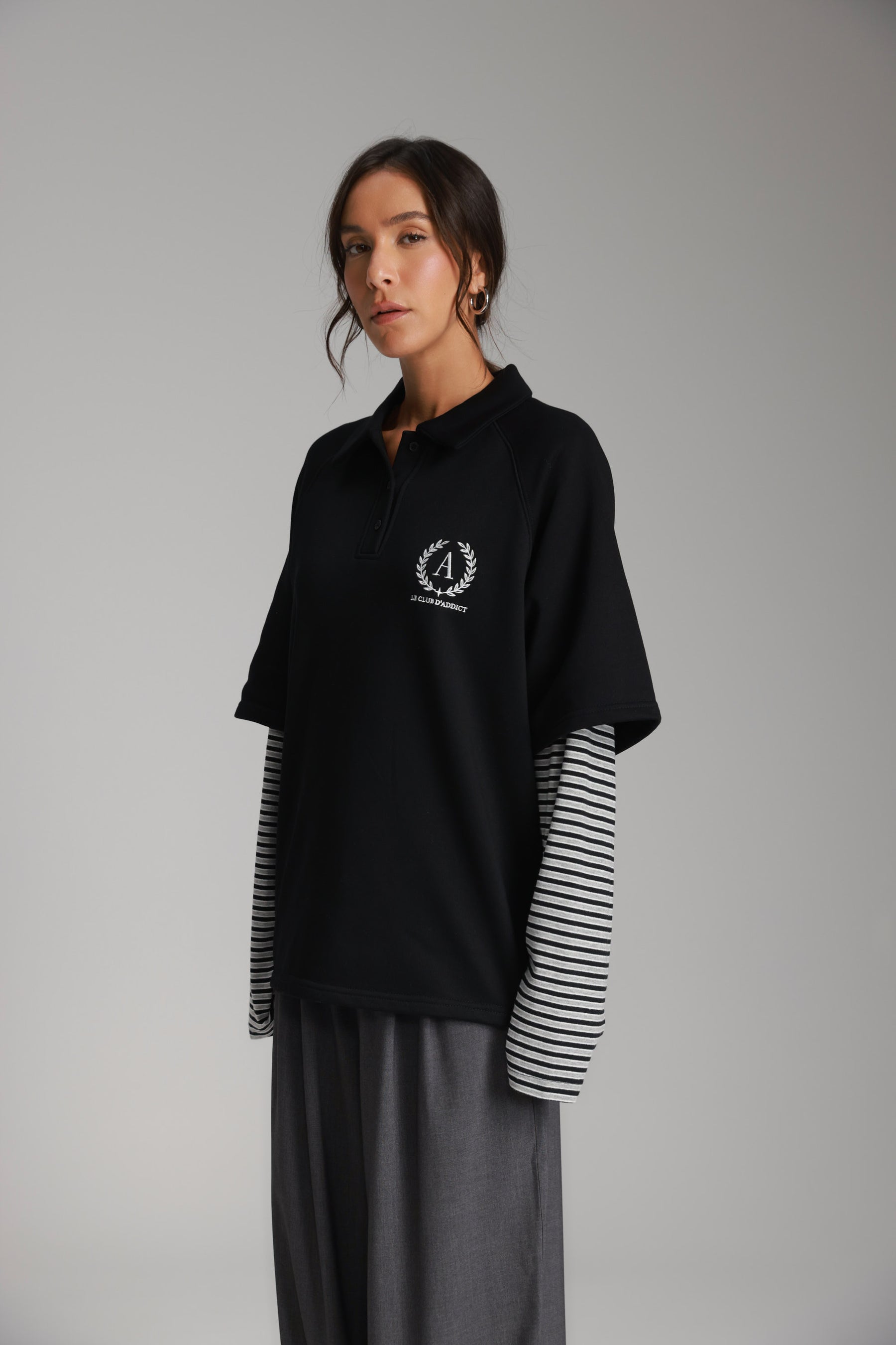 חולצת מריו שחור/אפור