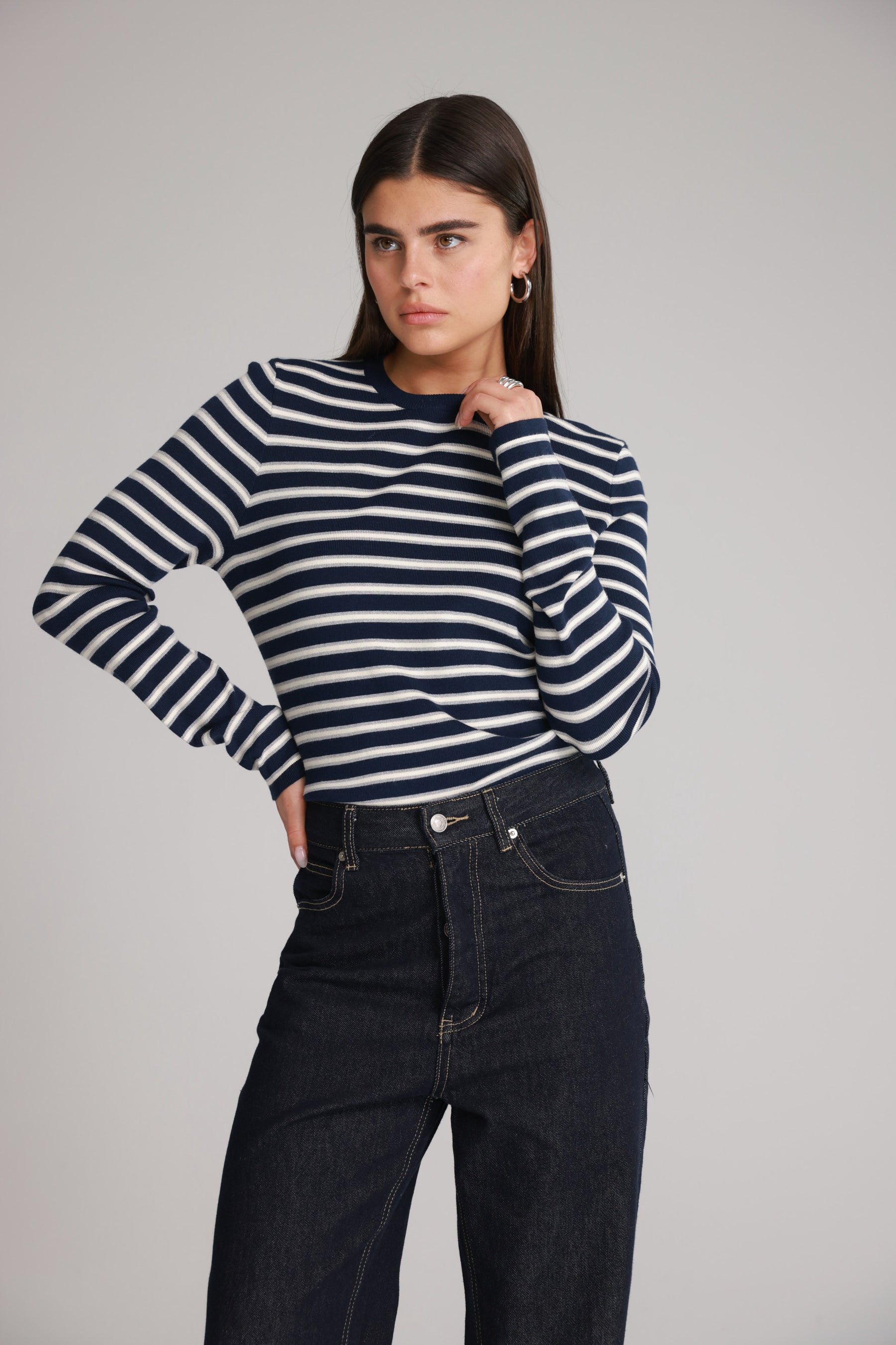 חולצת אוליבר פסים נייבי/שמנת