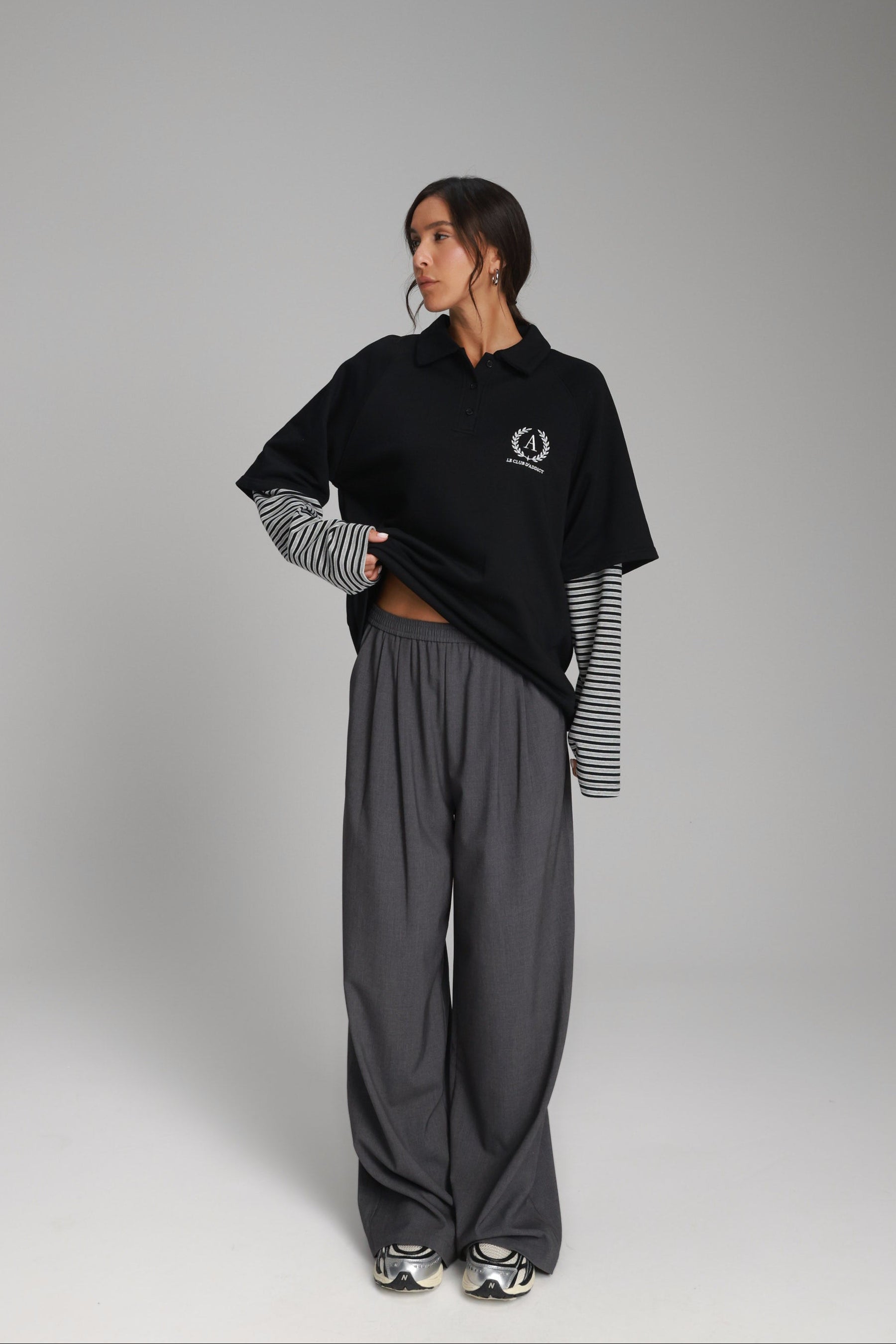 חולצת מריו שחור/אפור