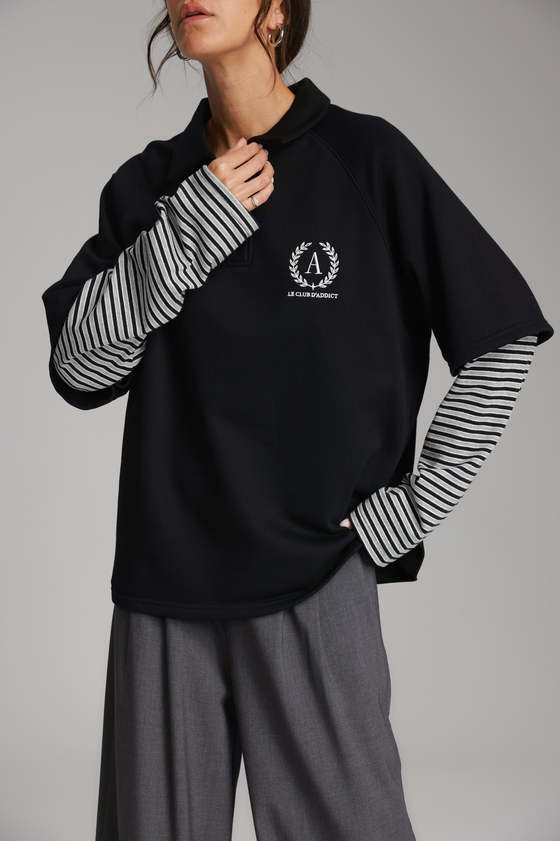 חולצת מריו שחור/אפור