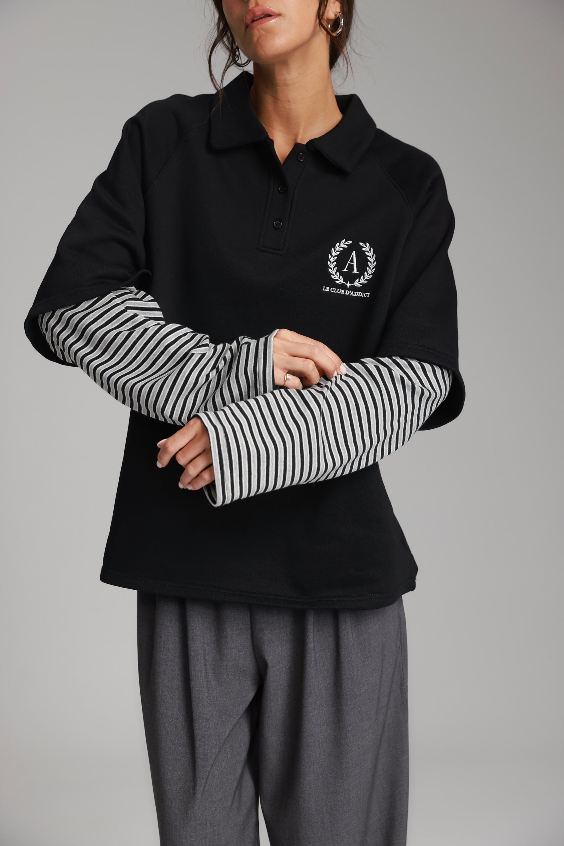 חולצת מריו שחור/אפור